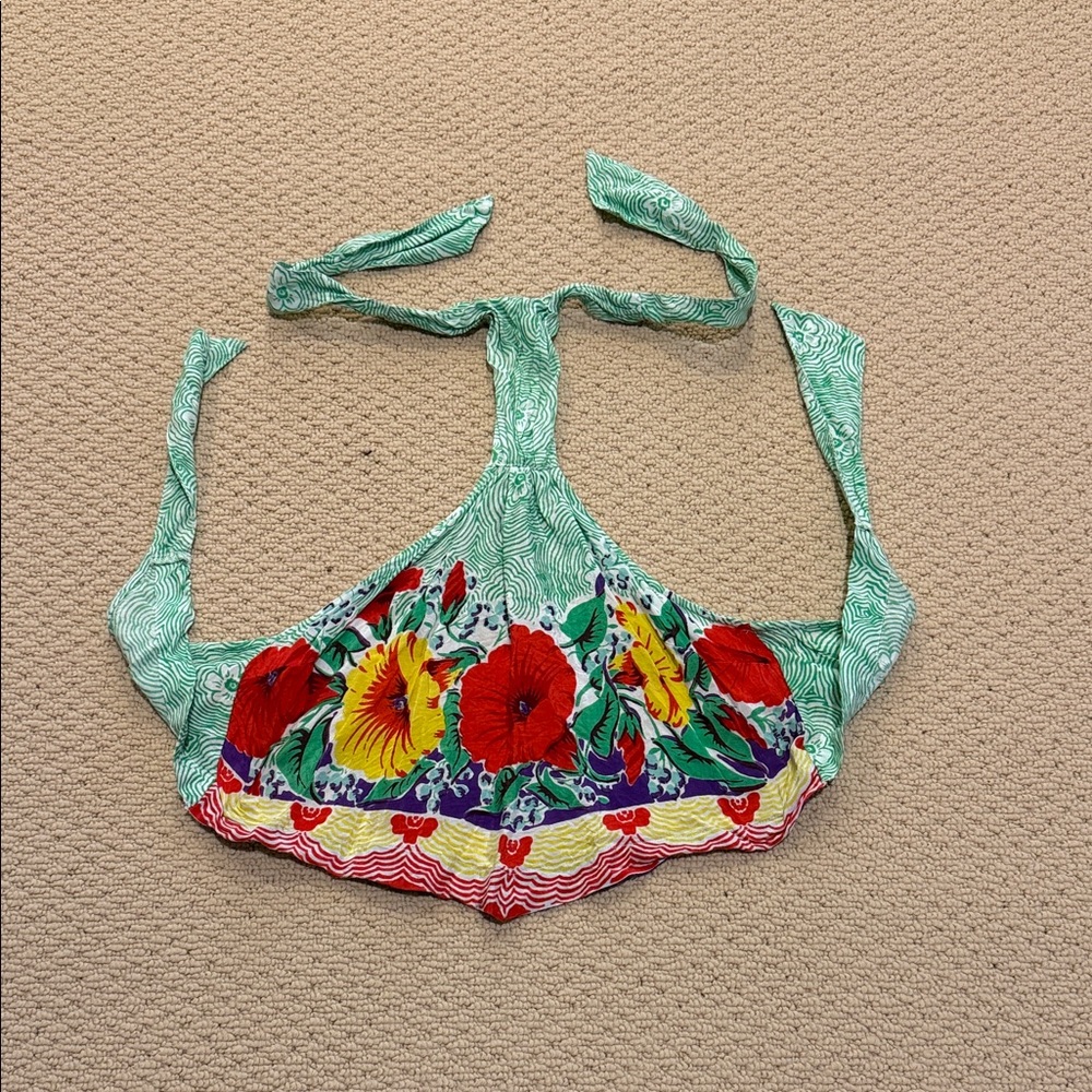 Urban Outfitters Green Floral Halter Crop Top